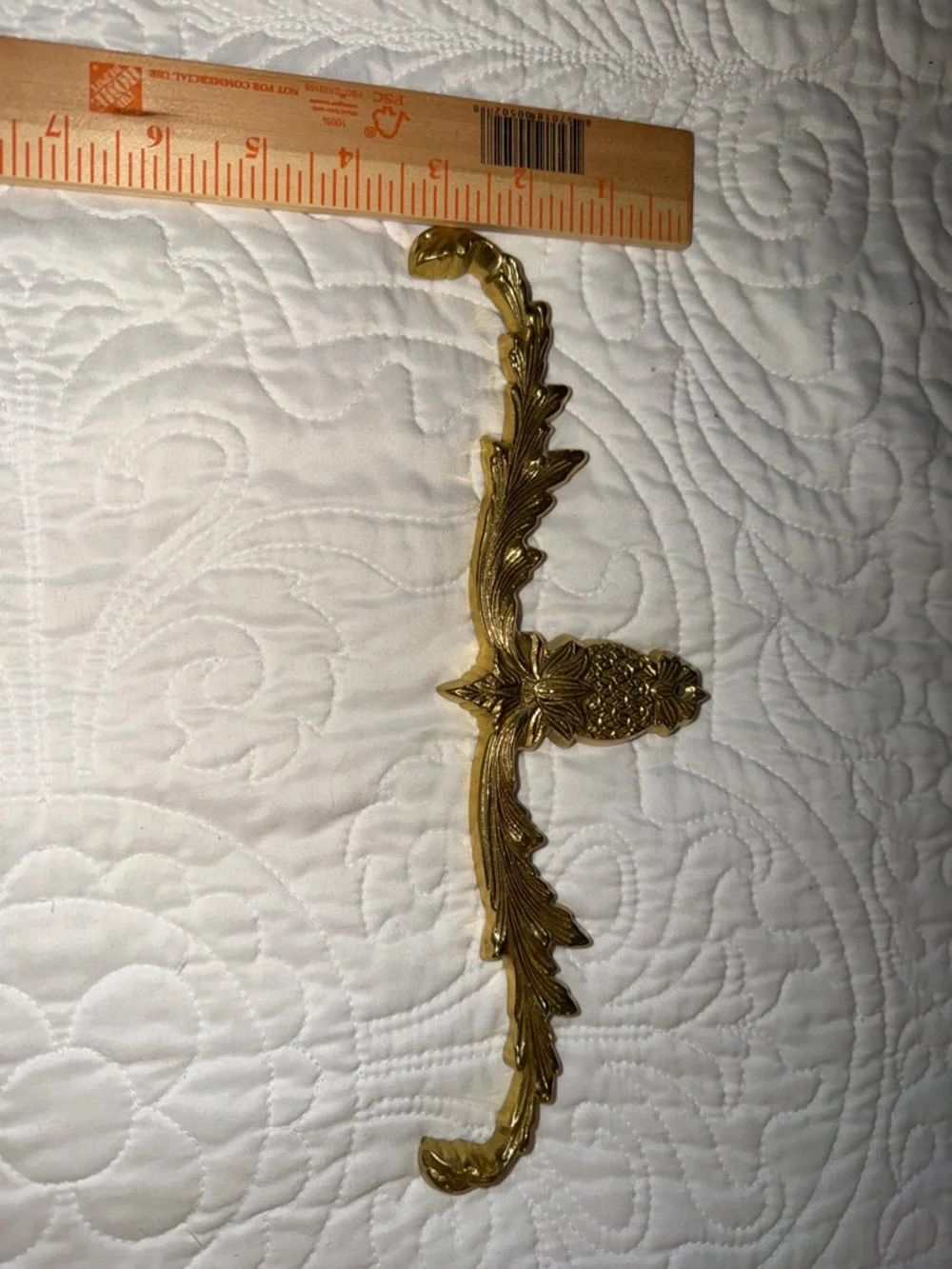 Antique Solid Brass Scrolled Pineapple Wall Pediment